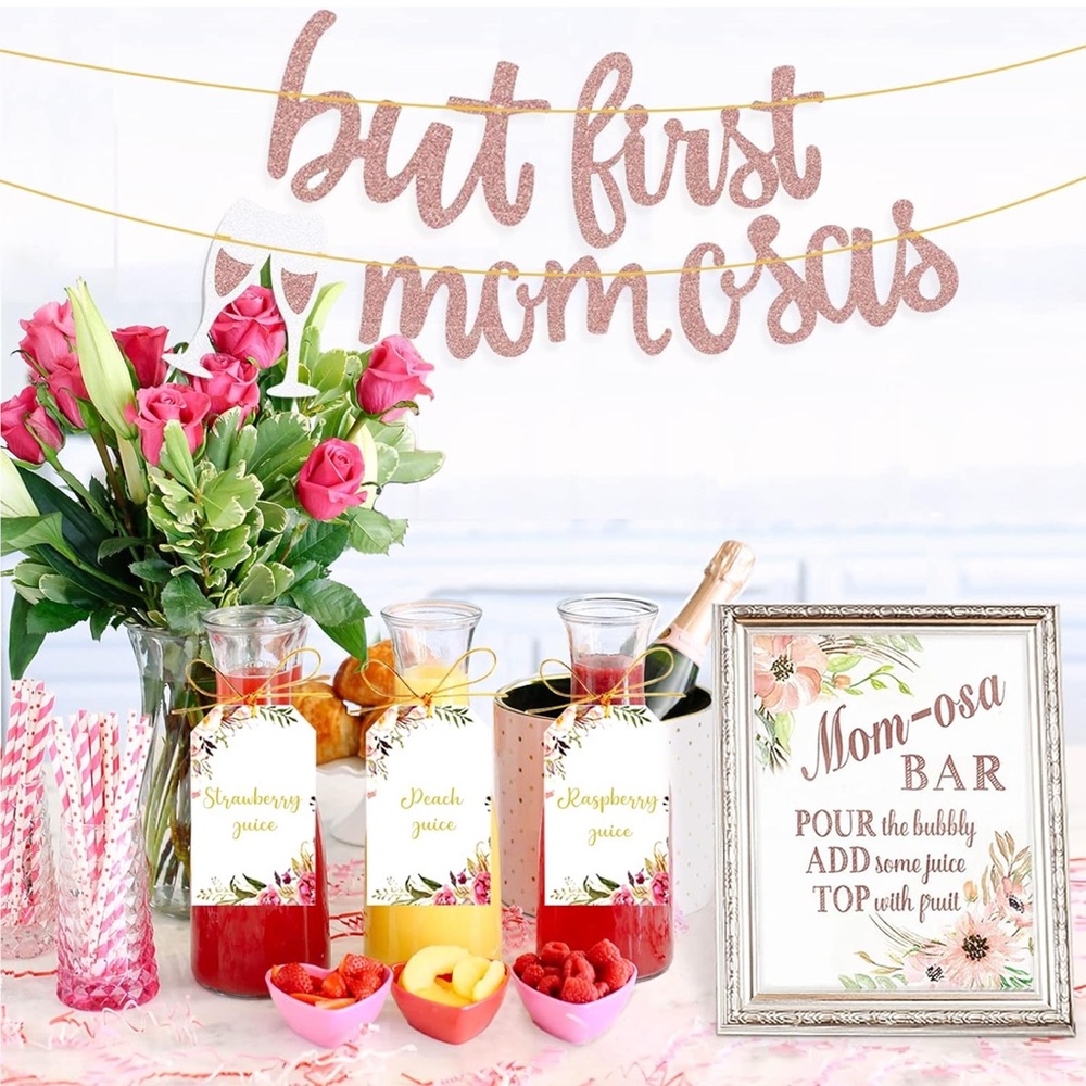 NEW Rose Gold 'But First Mimosas' Party Banner and new baby stickers - Picture 10 of 10